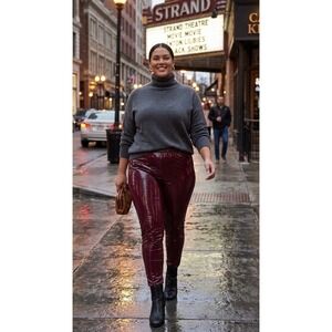 Commando  Patent Faux Leather Leggings XL Burgundy Ruby High Shine